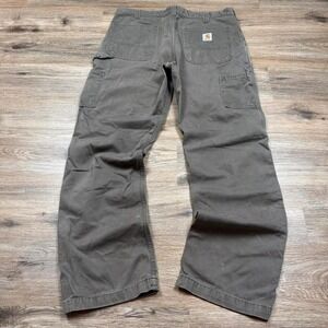 vintage 2000s baggy carhartt grey carpenter pants with a beautiful fade